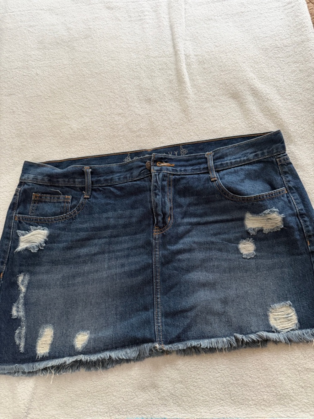Old Navy Dark Blue Distressed Denim Mini Skirt